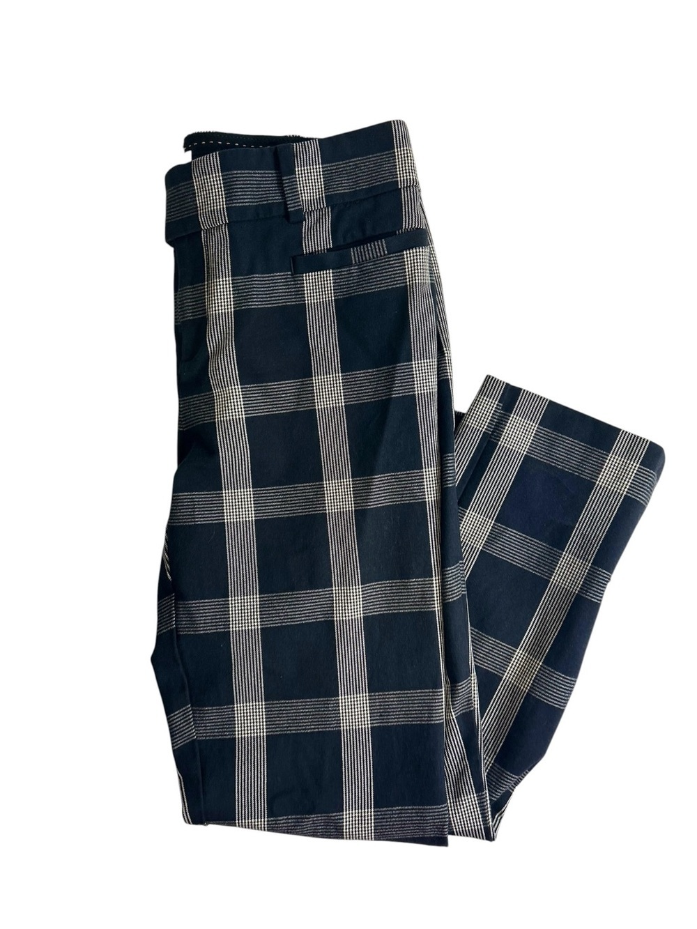 Anthropologie Essential Slim Plaid Ankle Pants Navy Size 6